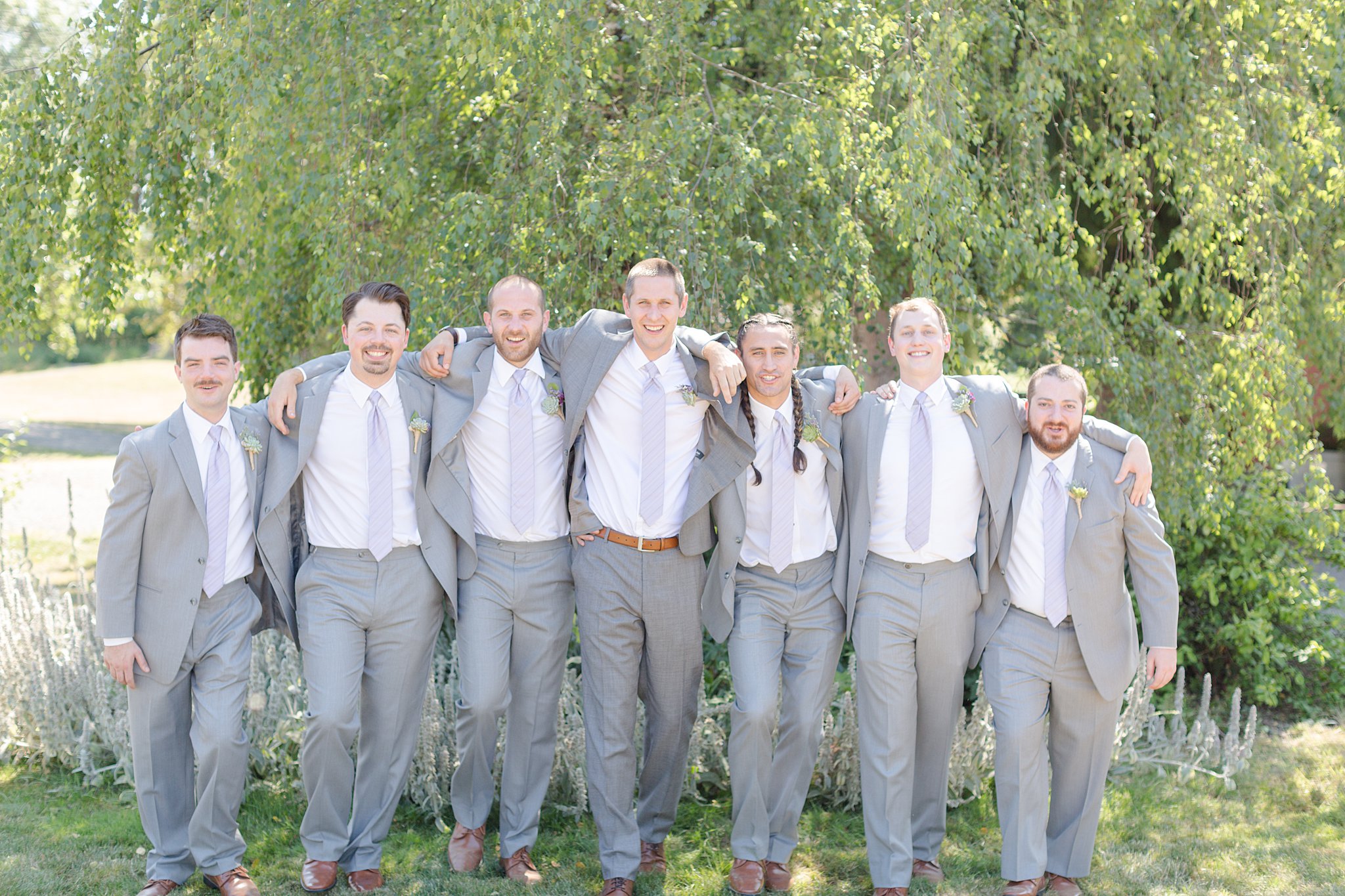Grey suits with purple ties - Oregon Photographer - Kelby Maria Photography