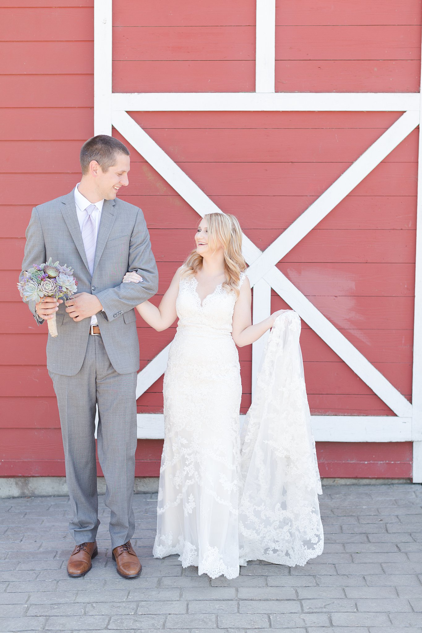 Bride and Groom walking at Red Barn Studios| Oregon Photographer | Kelby Maria Photography
