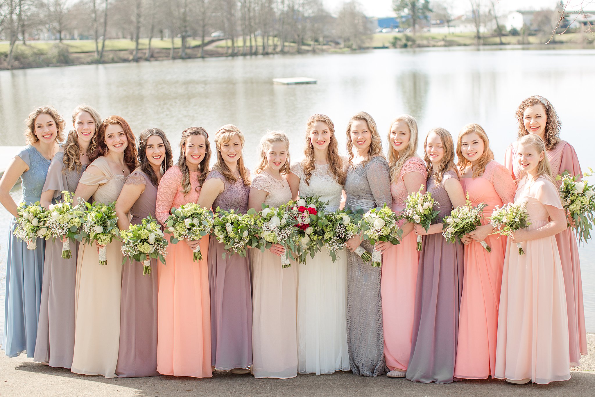 Multi colored bridesmaids dresses 
