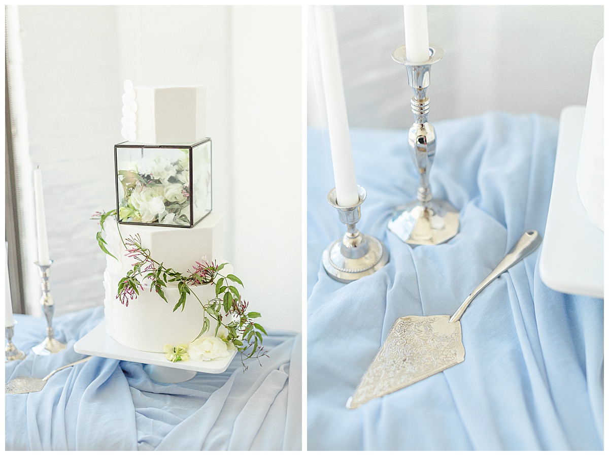 White and Dusty blue Fine Art Wedding Inspiration at Lightroom PDX
