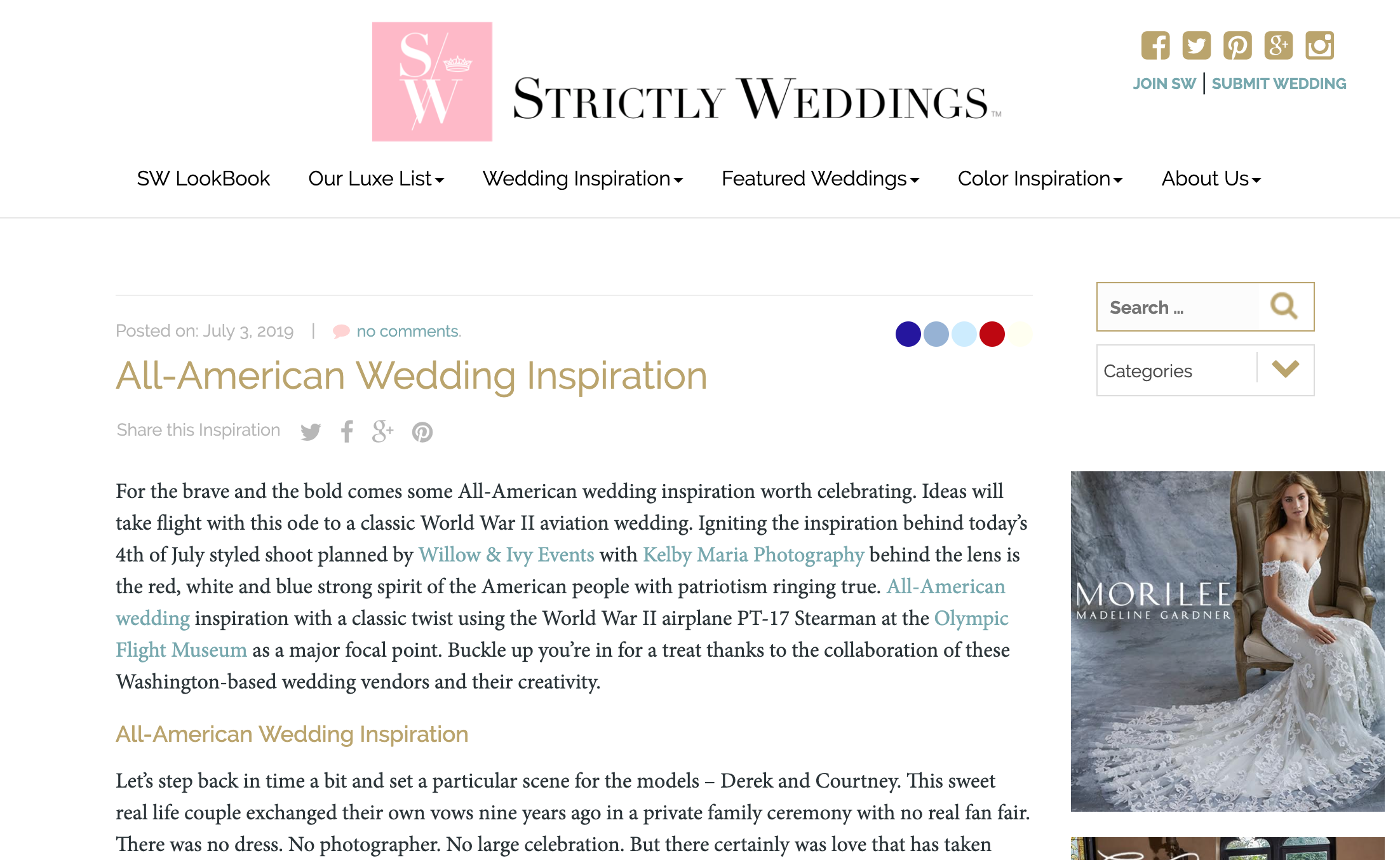 All-American Wedding Inspiration On Strictly Weddings
